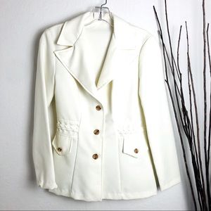 70s Vintage White Polyester Blazer